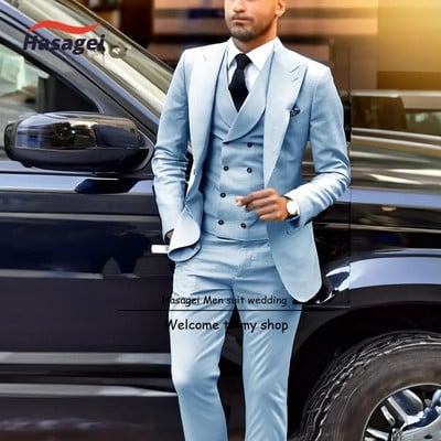 Ανδρικό κοστούμι μόδας 3 τεμαχίων Σμόκιν Γαμπρού γάμου Επίσημα επαγγελματικά ρούχα εργασίας Κομψό ανδρικό ντύσιμο