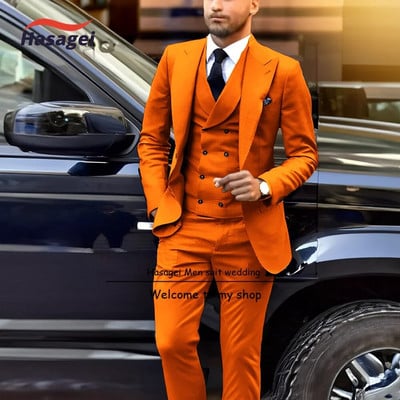 Ανδρικό κοστούμι μόδας 3 τεμαχίων Σμόκιν Γαμπρού γάμου Επίσημα επαγγελματικά ρούχα εργασίας Κομψό ανδρικό ντύσιμο