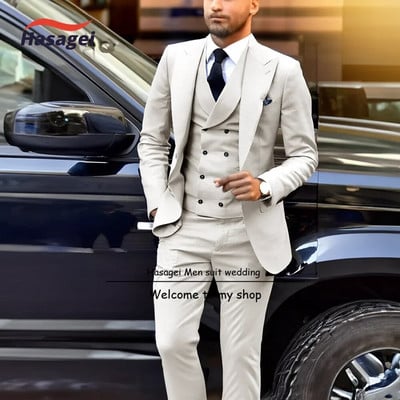 Ανδρικό κοστούμι μόδας 3 τεμαχίων Σμόκιν Γαμπρού γάμου Επίσημα επαγγελματικά ρούχα εργασίας Κομψό ανδρικό ντύσιμο