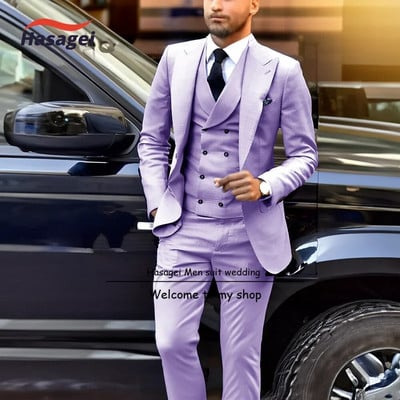 Ανδρικό κοστούμι μόδας 3 τεμαχίων Σμόκιν Γαμπρού γάμου Επίσημα επαγγελματικά ρούχα εργασίας Κομψό ανδρικό ντύσιμο
