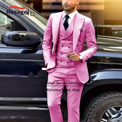 Ανδρικό κοστούμι μόδας 3 τεμαχίων Σμόκιν Γαμπρού γάμου Επίσημα επαγγελματικά ρούχα εργασίας Κομψό ανδρικό ντύσιμο