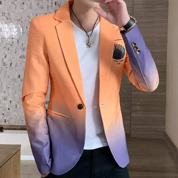 Есен 2023 Нов преливащ цвят Костюм Палто Мъжко улично облекло Корейска версия Slim Fit Ежедневен костюм Палто Бизнес социален костюм Палто