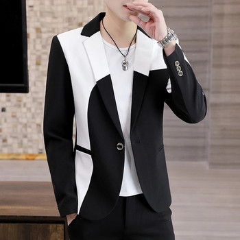 Мъжки ежедневен блейзър със шевове в цветен бизнес тънък костюм, палто, висококачествено мъжко официално яке с дълъг ръкав с една катарама