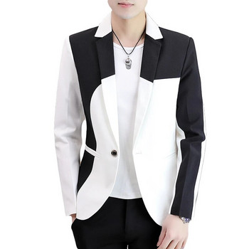 Мъжки ежедневен блейзър със шевове в цветен бизнес тънък костюм, палто, висококачествено мъжко официално яке с дълъг ръкав с една катарама
