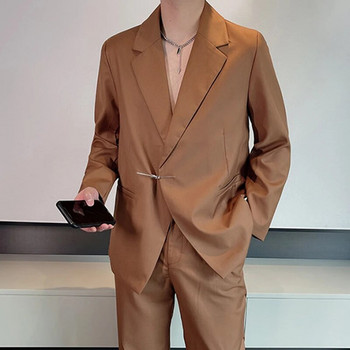 IEFB Мъжки костюм Палто от две части есенен британски стил Премиум комплект блейзери с дизайн на метални копчета Тенденция Мъжки ежедневен костюм Панталони 9C2360