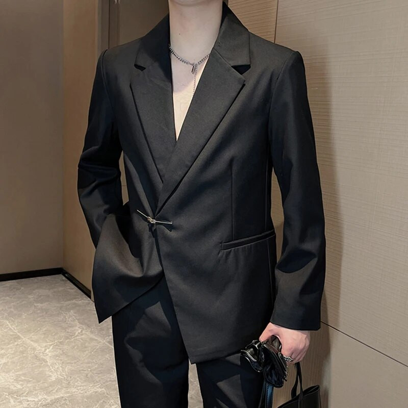 Ανδρικό κοστούμι IEFB παλτό δύο τεμαχίων φθινοπωρινό βρετανικό στιλ Premium μεταλλικό σχέδιο blazers Σετ trend ανδρικό παντελόνι casual κοστούμι 9C2360