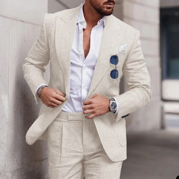 Λευκά κοστούμια υψηλής ποιότητας για άντρες 2 τεμαχίων Chic Peak πέτο ανδρικό κοστούμι Slim Fit Fashion Casual Wedding Tuxedo 2023