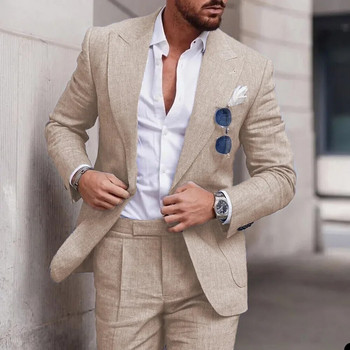 Λευκά κοστούμια υψηλής ποιότητας για άντρες 2 τεμαχίων Chic Peak πέτο ανδρικό κοστούμι Slim Fit Fashion Casual Wedding Tuxedo 2023