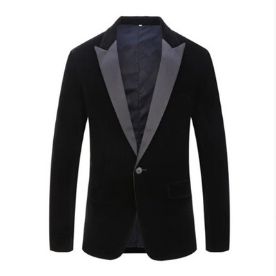 Ανδρική τάση της μόδας Velvet Groom Tuxedo Slim Fit Νυφικό Επιχειρηματικό κοστούμι Μπουφάν Μπουφάν Μονό Μπλέιζερ Παλτό