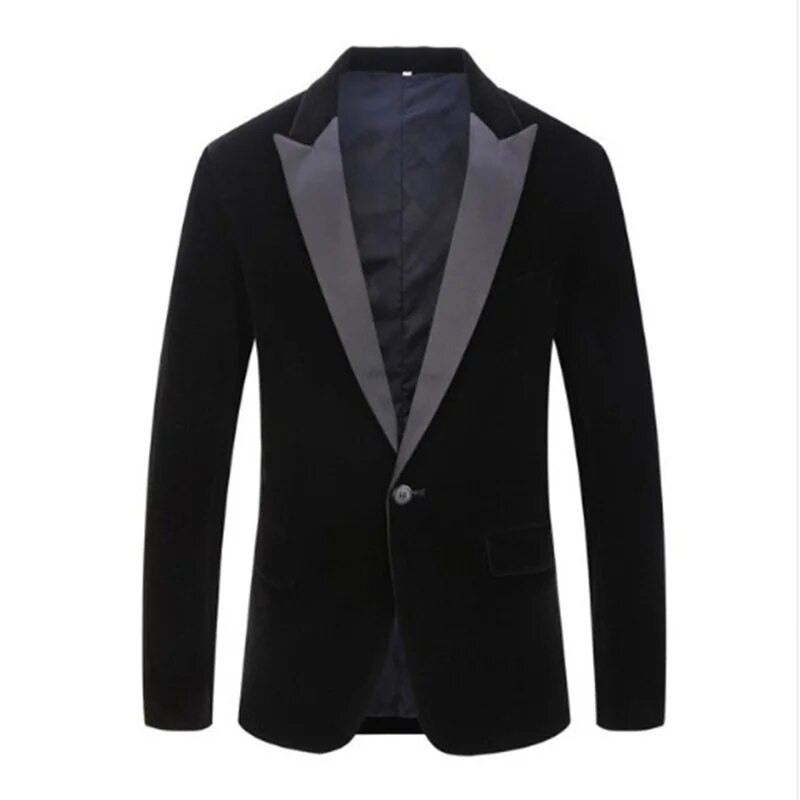 Ανδρική τάση της μόδας Velvet Groom Tuxedo Slim Fit Νυφικό Επιχειρηματικό κοστούμι Μπουφάν Μπουφάν Μονό Μπλέιζερ Παλτό