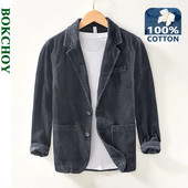 2023. aasta sügis, uus vabaaja 100% puuvillane velvetist safariülikonnad meestele, riided, ühevärvilised bleiserid, meeste jakid, ülisuured BL1009