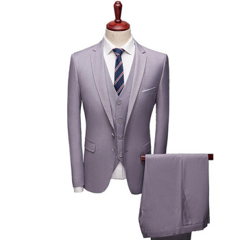 Κοστούμι που χωρίζει όλα τα ταιριαστά Επαγγελματικό κοστούμι μακρυμάνικο Υπέροχο μακρύ παντελόνι αμάνικο γιλέκο 3 τεμαχίων σετ για γάμο