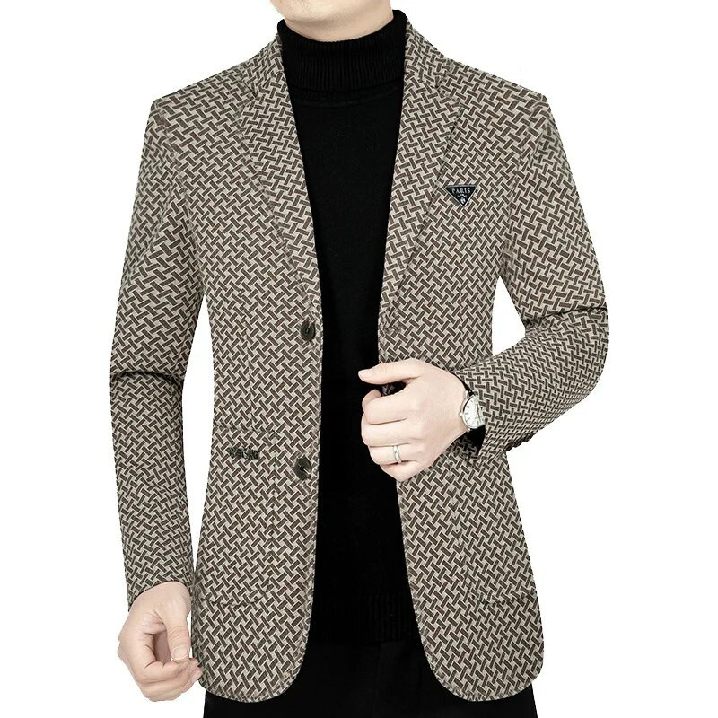 Ανδρικά Business Casual Blazers Μπουφάν Νέα Ανδρικά καρό Κοστούμια Παλτό Υψηλής Ποιότητας Ανδρικά Ανοιξιάτικα Slim Μπλέιζερ Μπουφάν Παλτό Μέγεθος 4XL