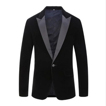 Ανδρική τάση της μόδας Velvet Groom Tuxedo Slim Fit Νυφικό Επιχειρηματικό κοστούμι Μπουφάν Μπουφάν Μονό Μπλέιζερ Παλτό