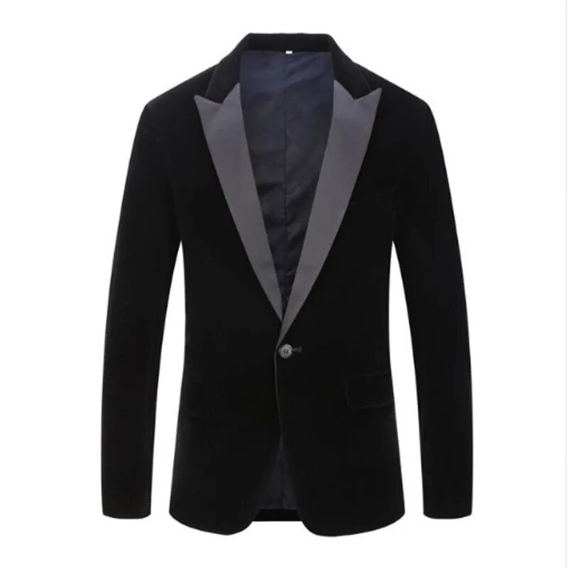 Ανδρική τάση της μόδας Velvet Groom Tuxedo Slim Fit Νυφικό Επιχειρηματικό κοστούμι Μπουφάν Μπουφάν Μονό Μπλέιζερ Παλτό