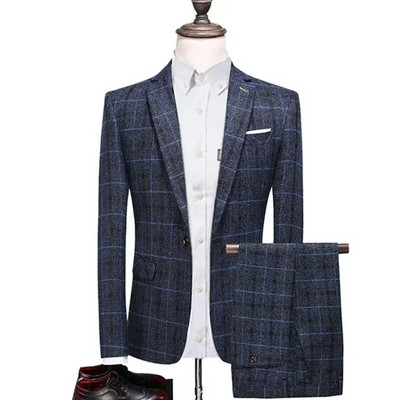 Vyriški verslo formalūs, ploni, vestuviniai kostiumai išleistuvėms, vyriški, languota dizaino jaunikio suknelė, švarkas, kelnės, liemenė, 3 dalių rinkinys