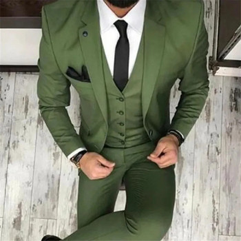Ανδρικά κοστούμια για γάμο 3 τεμαχίων (Σακάκι+παντελόνι+γιλέκο) Τελευταίο σχέδιο Terno Masculino Groom Custom Made Fashion Blazer