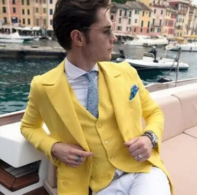 Vyriški kostiumai vestuvėms 3 dalių (striukė + kelnės + liemenė) naujausio dizaino Terno Masculino jaunikio pagal užsakymą pagamintas mados švarkas