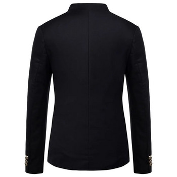 Мъжки блейзър палто 2023 пролет нова мода копчета декоративни китайски стил тънка стойка яка едноцветно яке
