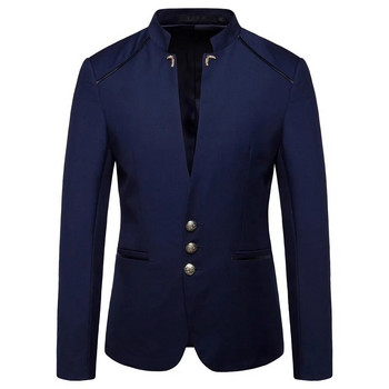 Ανδρικό μπλέιζερ παλτό 2023 Άνοιξη Νέο κουμπιά μόδας Διακοσμητικό γιακά μονόχρωμο κοστούμι με μονόχρωμο γιακά με λεπτή εφαρμογή