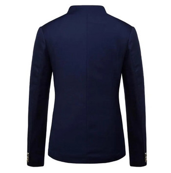 Мъжки блейзър палто 2023 пролет нова мода копчета декоративни китайски стил тънка стойка яка едноцветно яке