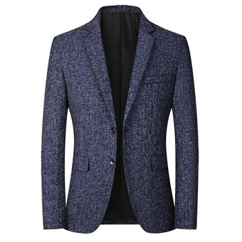 Φθινοπωρινό νέο ανδρικό καρό σακάκι ανδρικό μονό στήθος Business casual παλτό Γκρι μπλε ανδρικό Blazer Masculino M-4xl