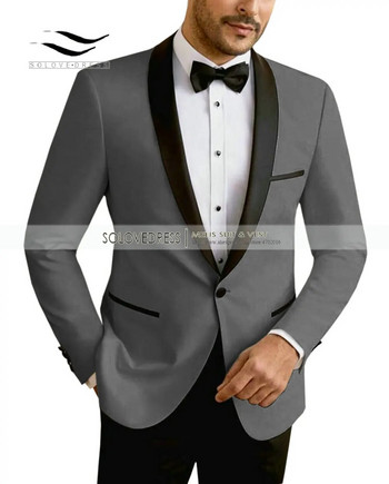 Μπεζ/Λευκά/Σαμπάνια Ανδρικά Κοστούμια 2 τεμαχίων Leisure V λαιμόκοψη Σάλι Groomsmen Tuxedos Ανδρικά κοστούμια για γάμο (Σακάκι+παντελόνι)