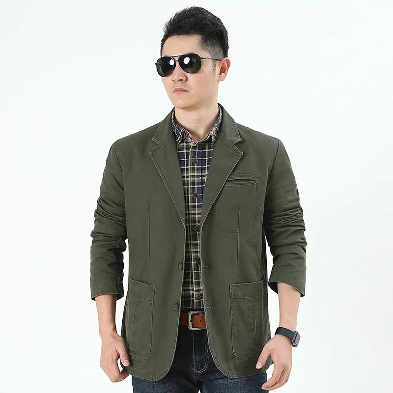 Ανδρικό επαγγελματικό κοστούμι Blazer Loose Jacket Cotton Denim Bomber Military Jackets Ανδρικά outwear Asia Size M-4XL
