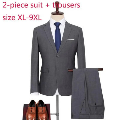 Nauji vyriški vestuviniai kostiumai, vienaeiliai tiesūs formalūs balti vyriški 2 dalių kostiumai + kelnės didelio dydžio XL2XL3XL4XL5XL6XL7XL8XL9XL