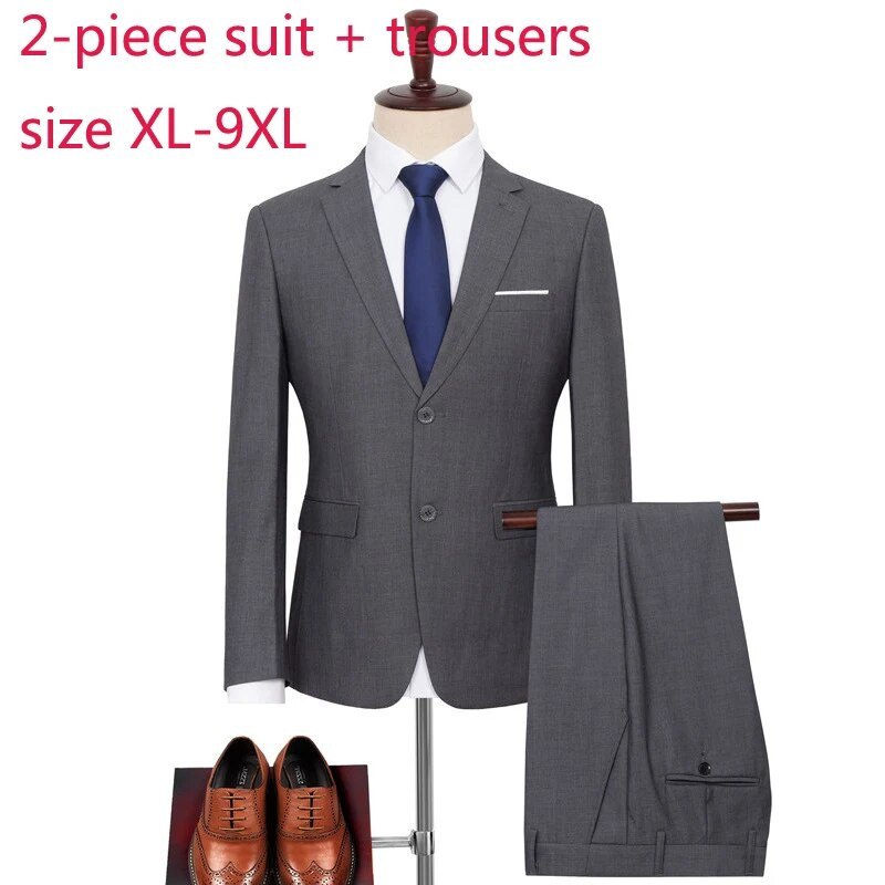 Nauji vyriški vestuviniai kostiumai, vienaeiliai tiesūs formalūs balti vyriški 2 dalių kostiumai + kelnės didelio dydžio XL2XL3XL4XL5XL6XL7XL8XL9XL