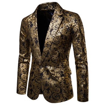 Casual Blazer τζάκετ κοστούμι για πάρτι High-end μόδα πολυτελές ανδρικό χρυσό φλοράλ blazers Business casual κοστούμι