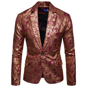 Casual Blazer τζάκετ κοστούμι για πάρτι High-end μόδα πολυτελές ανδρικό χρυσό φλοράλ blazers Business casual κοστούμι
