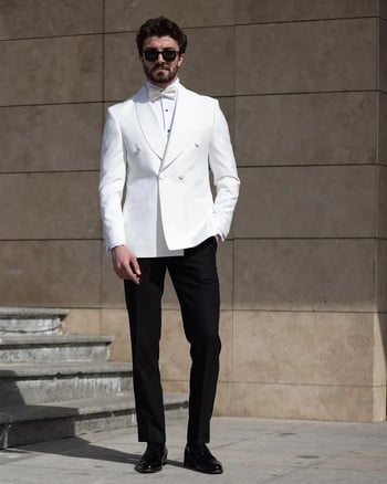 Fashion White Men Tuxedo Shawl Lapel Slim Fit Δείπνο χορού γάμου Λευκό σμόκιν για άνδρες 2 τεμάχια