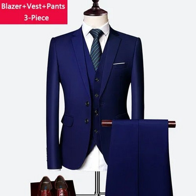 ( Striukė + liemenė + kelnės ) Boutique Prekės ženklo Jaunikis Vestuvinė suknelė Scena Vienspalvė Vyriškas oficialus Kostiumas Vyriškas laisvalaikio biuro kostiumas