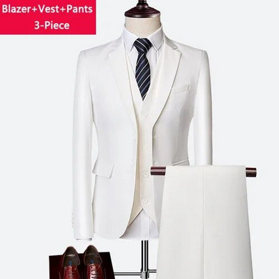 ( Striukė + liemenė + kelnės ) Boutique Prekės ženklo Jaunikis Vestuvinė suknelė Scena Vienspalvė Vyriškas oficialus Kostiumas Vyriškas laisvalaikio biuro kostiumas