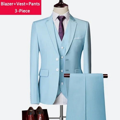 ( Striukė + liemenė + kelnės ) Boutique Prekės ženklo Jaunikis Vestuvinė suknelė Scena Vienspalvė Vyriškas oficialus Kostiumas Vyriškas laisvalaikio biuro kostiumas