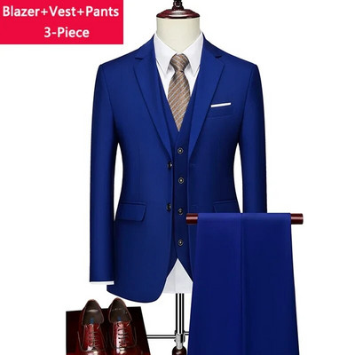 ( Striukė + liemenė + kelnės ) Boutique Prekės ženklo Jaunikis Vestuvinė suknelė Scena Vienspalvė Vyriškas oficialus Kostiumas Vyriškas laisvalaikio biuro kostiumas