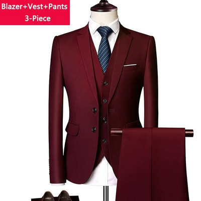 ( Striukė + liemenė + kelnės ) Boutique Prekės ženklo Jaunikis Vestuvinė suknelė Scena Vienspalvė Vyriškas oficialus Kostiumas Vyriškas laisvalaikio biuro kostiumas