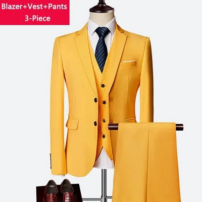 ( Striukė + liemenė + kelnės ) Boutique Prekės ženklo Jaunikis Vestuvinė suknelė Scena Vienspalvė Vyriškas oficialus Kostiumas Vyriškas laisvalaikio biuro kostiumas