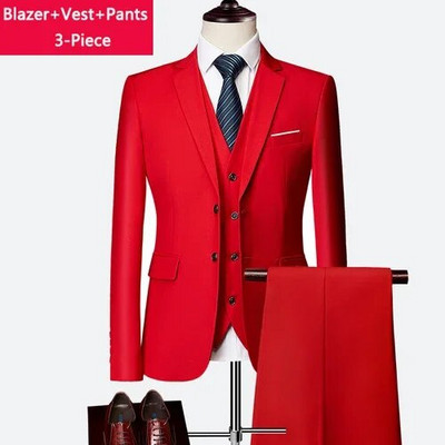 ( Striukė + liemenė + kelnės ) Boutique Prekės ženklo Jaunikis Vestuvinė suknelė Scena Vienspalvė Vyriškas oficialus Kostiumas Vyriškas laisvalaikio biuro kostiumas