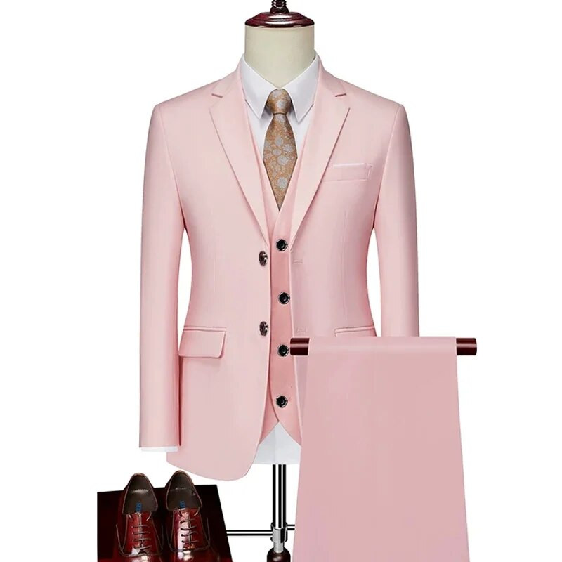 ( Striukė + liemenė + kelnės ) Boutique Prekės ženklo Jaunikis Vestuvinė suknelė Scena Vienspalvė Vyriškas oficialus Kostiumas Vyriškas laisvalaikio biuro kostiumas