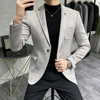 Δερμάτινο μπουφάν 4XL Deerskin Blazer Ανδρικό κοστούμι Casual Slim Blazer Hombre Δερμάτινο μπουφάν ανδρικό Terno Masculino Ανδρικά ρούχα 6 Χρώμα