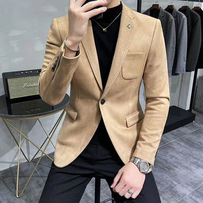 Δερμάτινο μπουφάν 4XL Deerskin Blazer Ανδρικό κοστούμι Casual Slim Blazer Hombre Δερμάτινο μπουφάν ανδρικό Terno Masculino Ανδρικά ρούχα 6 Χρώμα