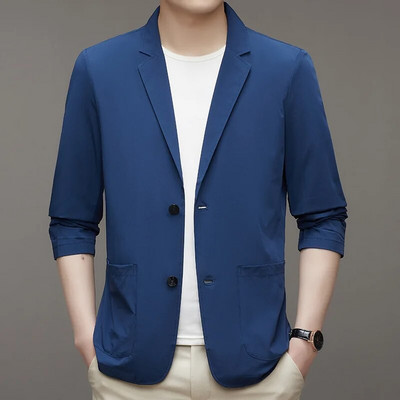 Summer Thin Blazer Ανδρικό αντιρυτιδικό σακάκι από μεταξωτό κοστούμι εξαιρετικά πάγου Αναπνεύσιμο Stretch Casual κοστούμι ανδρικό Slim Fit ελαφρύ σακάκι