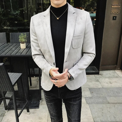 Kvaliteetne meeste bleiser, paksendatud briti stiilis härrasmees, lihtne äri, elegantne mood vabaaja tööpeo jaoks Slim Fit jakk