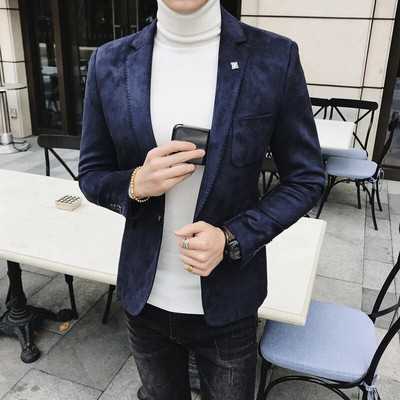 Kvaliteetne meeste bleiser, paksendatud briti stiilis härrasmees, lihtne äri, elegantne mood vabaaja tööpeo jaoks Slim Fit jakk