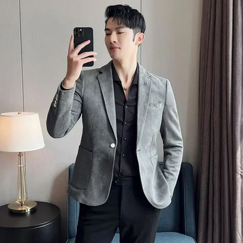 Νέο υψηλής ποιότητας σουέτ τζάκετ για άντρες Μόδα Κορεατική λεπτή επαγγελματική φόρεμα casual κοστούμι μονόχρωμο σακάκι για πάρτι