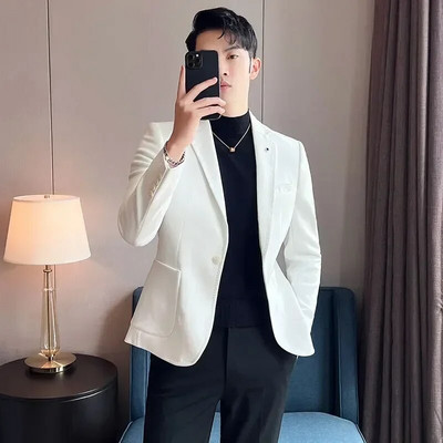 Νέο υψηλής ποιότητας σουέτ τζάκετ για άντρες Μόδα Κορεατική λεπτή επαγγελματική φόρεμα casual κοστούμι μονόχρωμο σακάκι για πάρτι