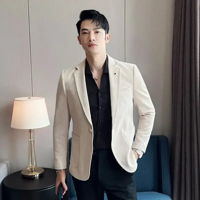 Νέο υψηλής ποιότητας σουέτ τζάκετ για άντρες Μόδα Κορεατική λεπτή επαγγελματική φόρεμα casual κοστούμι μονόχρωμο σακάκι για πάρτι
