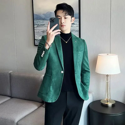 Νέο υψηλής ποιότητας σουέτ τζάκετ για άντρες Μόδα Κορεατική λεπτή επαγγελματική φόρεμα casual κοστούμι μονόχρωμο σακάκι για πάρτι